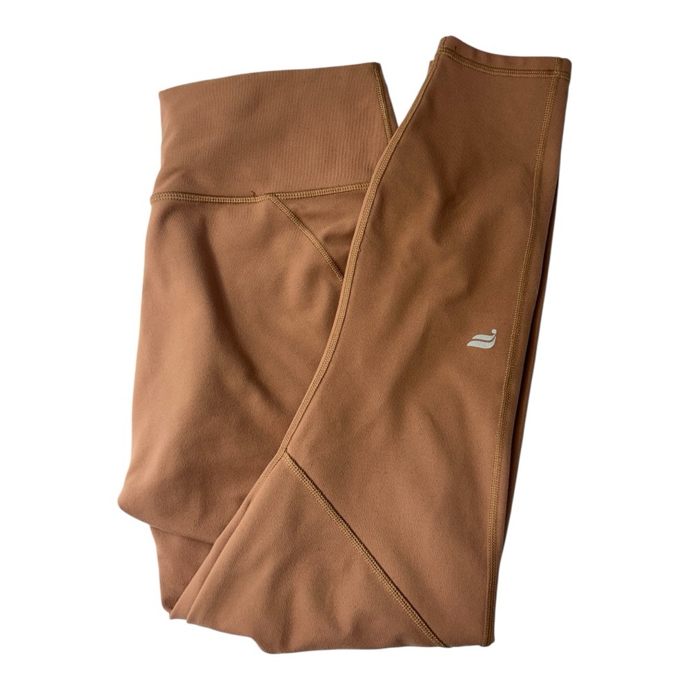 Fabletics Tan Capri Leggings Pants Athletic workout pants with Logo Size L
